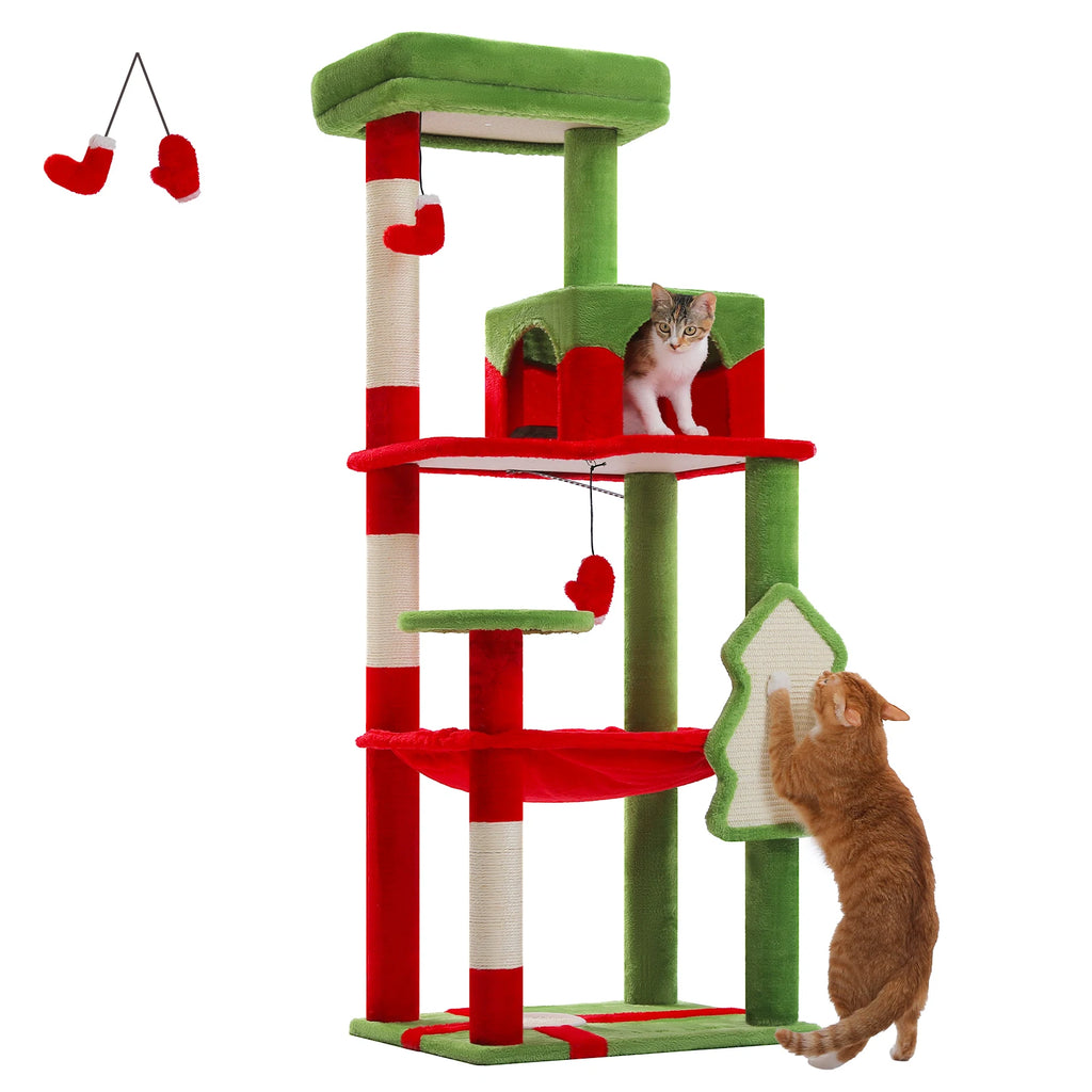 Christmas Cat Tree with Sisal Scratching Posts Pawlymals