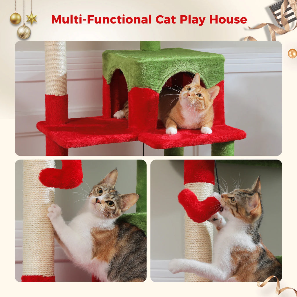 Christmas Cat Tree with Sisal Scratching Posts Pawlymals