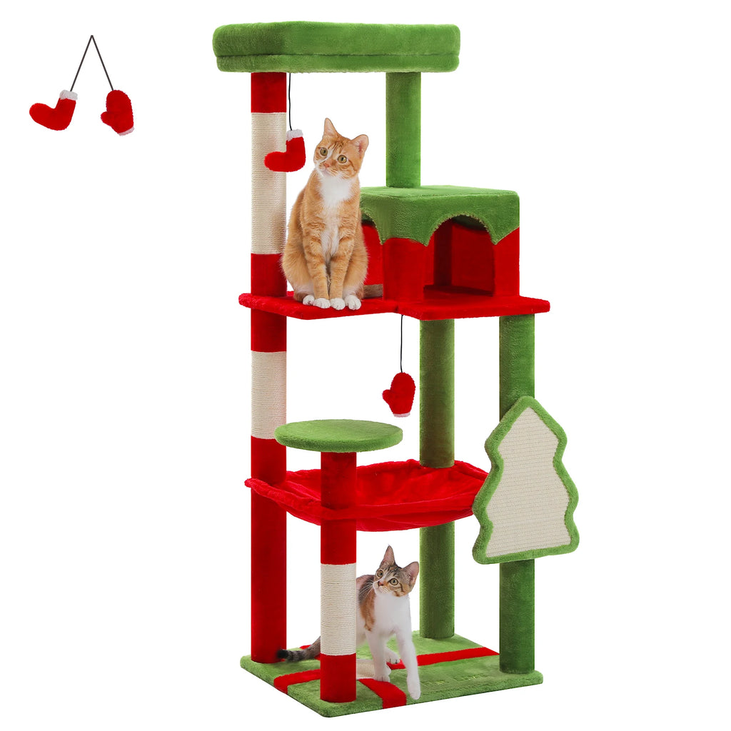 Christmas Cat Tree with Sisal Scratching Posts Pawlymals