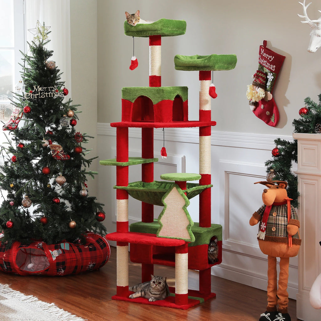 Christmas Cat Tree with Sisal Scratching Posts Pawlymals