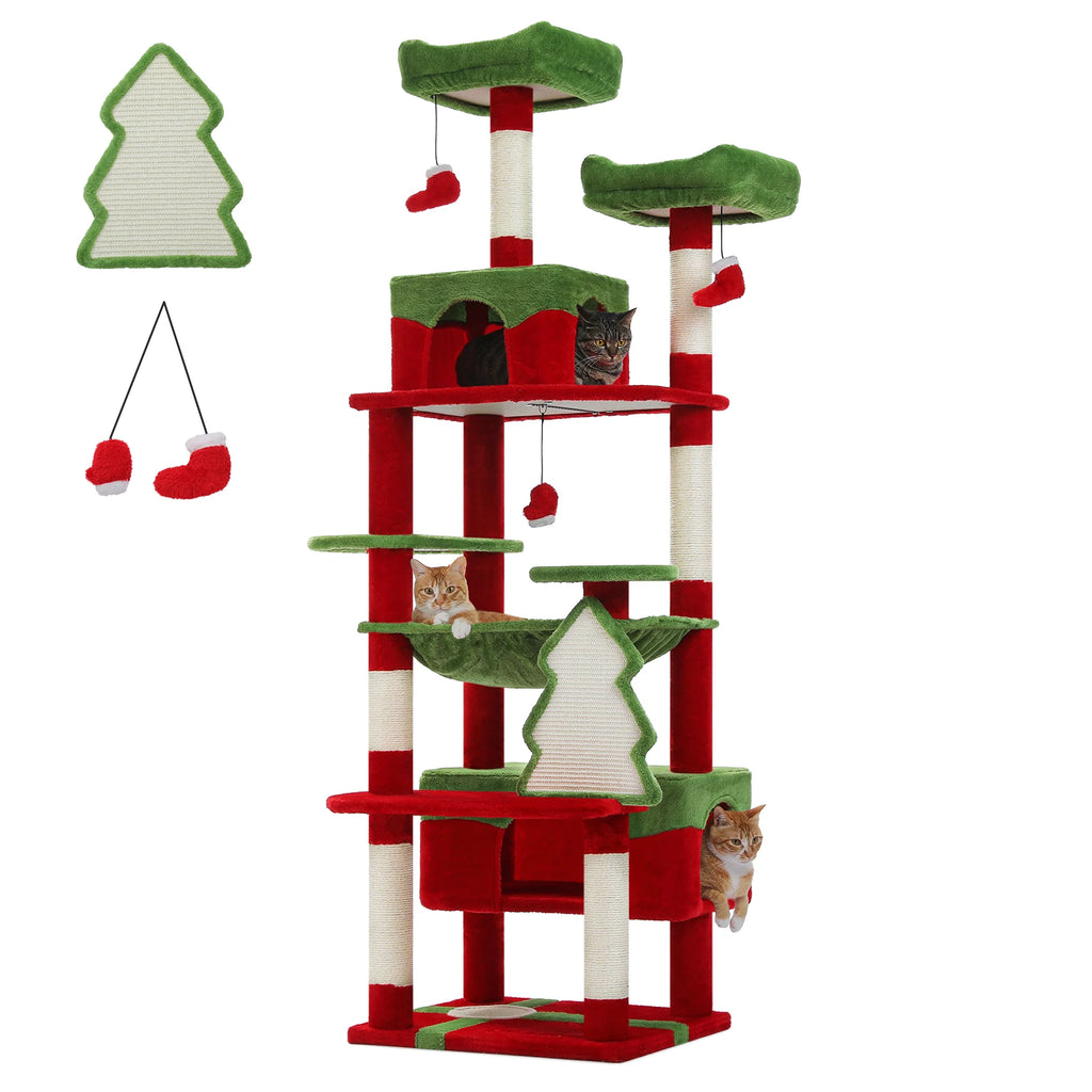 Christmas Cat Tree with Sisal Scratching Posts Pawlymals