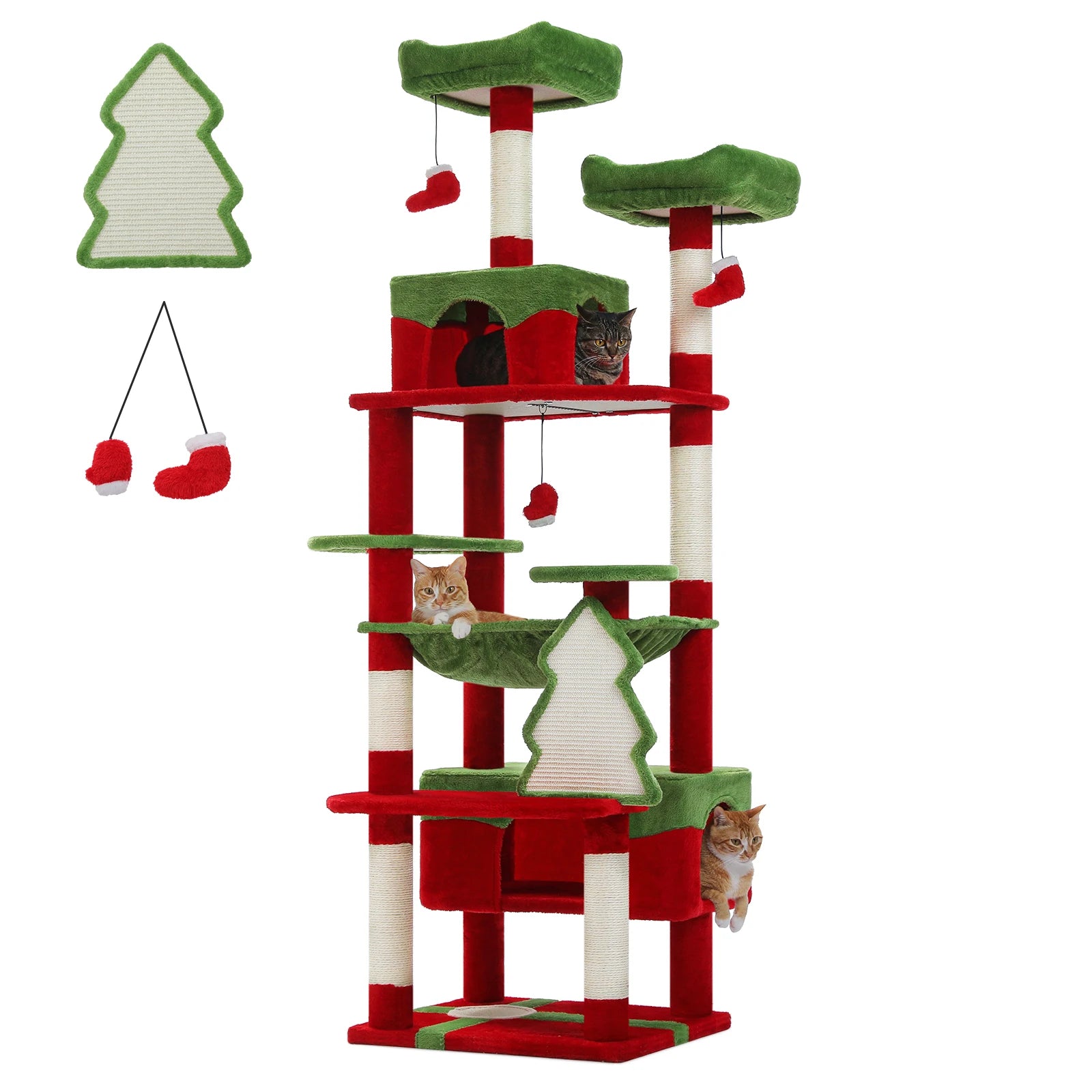 Christmas Cat Tree with Sisal Scratching Posts Pawlymals