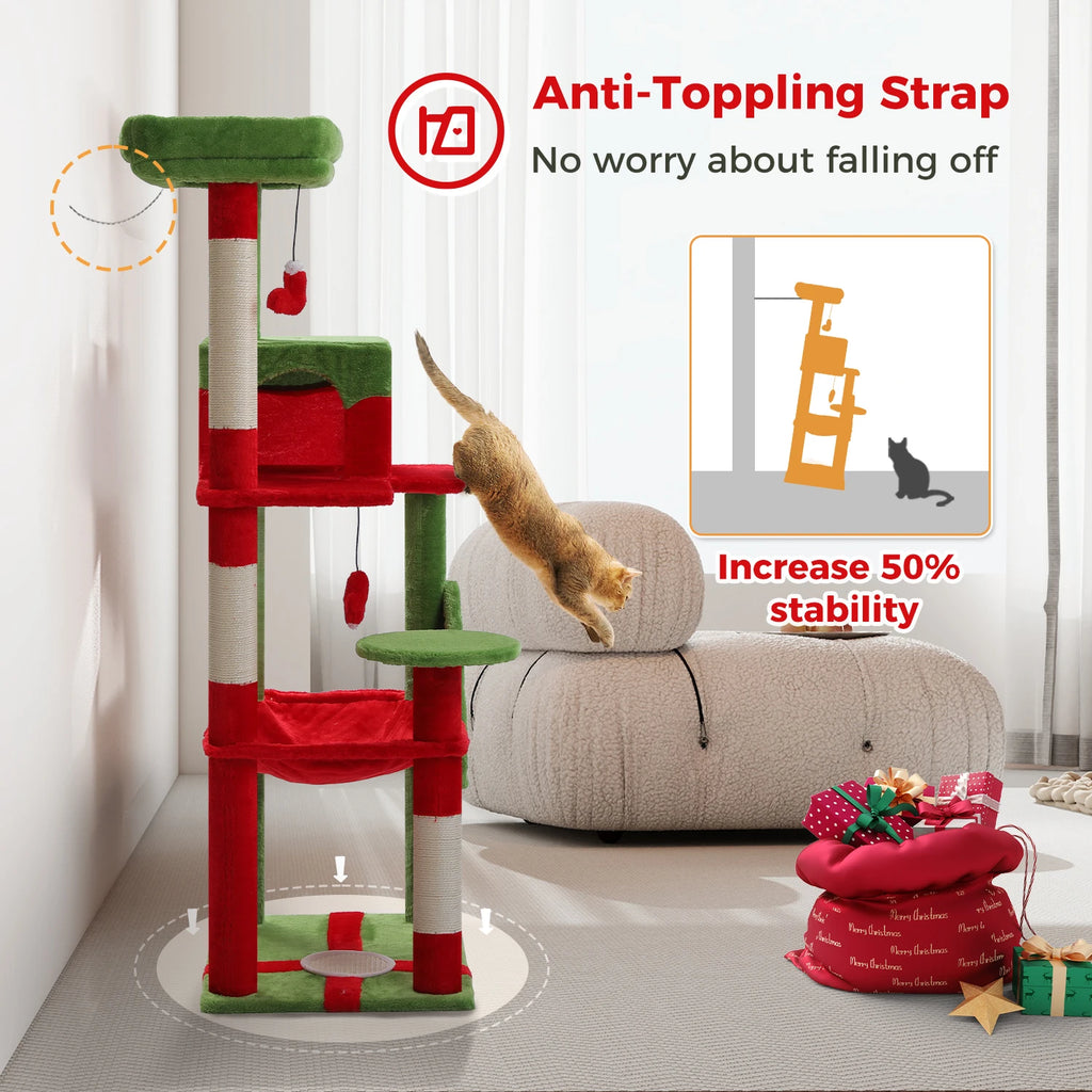 Christmas Cat Tree with Sisal Scratching Posts Pawlymals