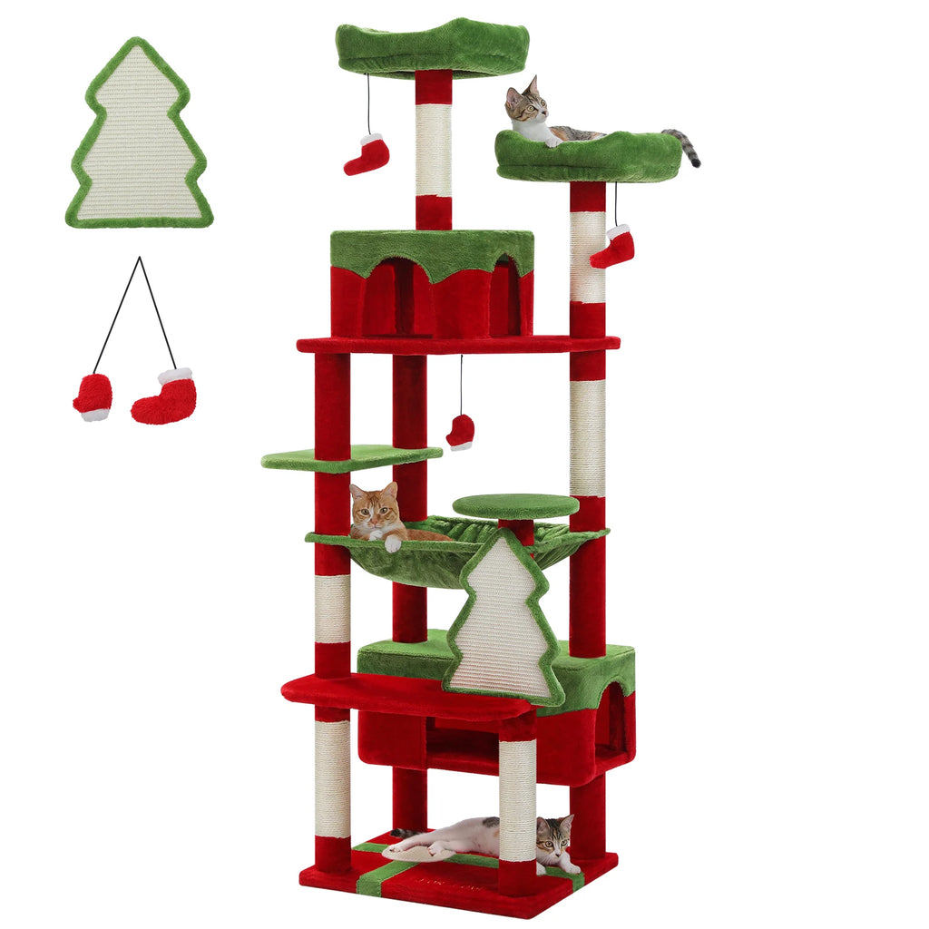 Christmas Cat Tree with Sisal Scratching Posts Pawlymals