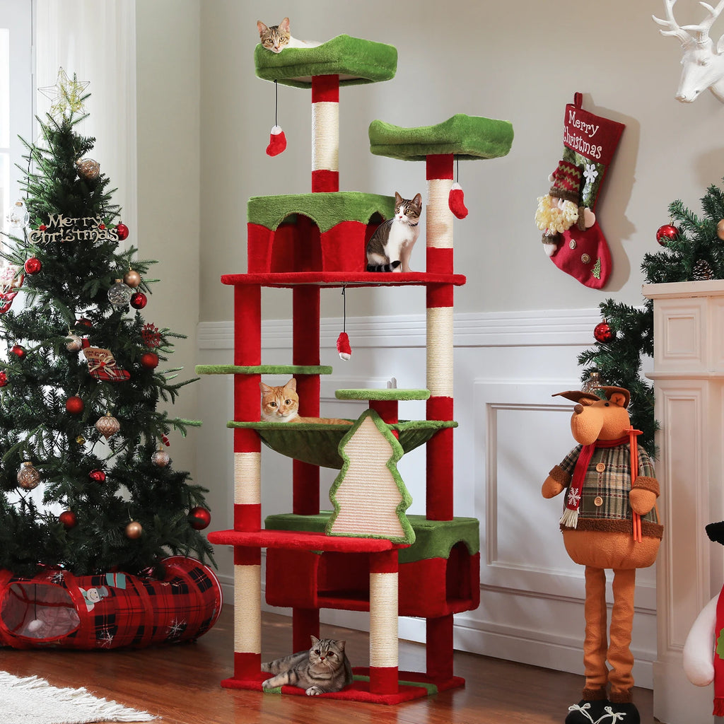 Christmas Cat Tree with Sisal Scratching Posts Pawlymals