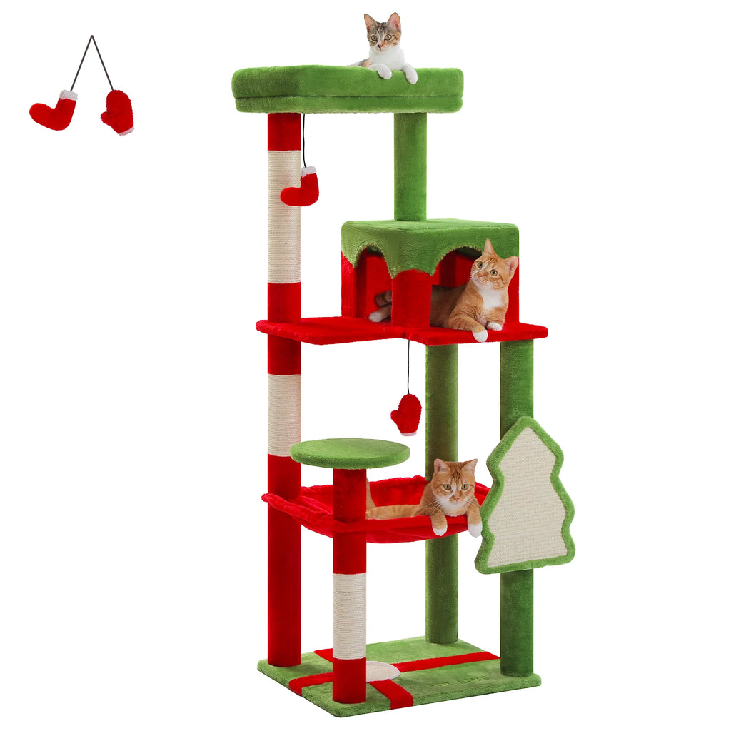Christmas Cat Tree with Sisal Scratching Posts Pawlymals