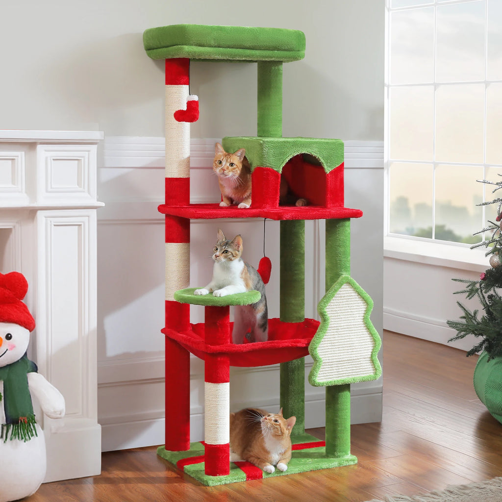 Christmas Cat Tree with Sisal Scratching Posts Pawlymals
